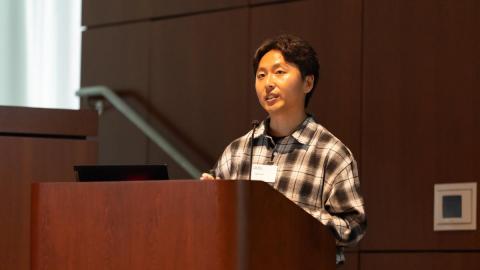 Student Subin Kim giving presentation 